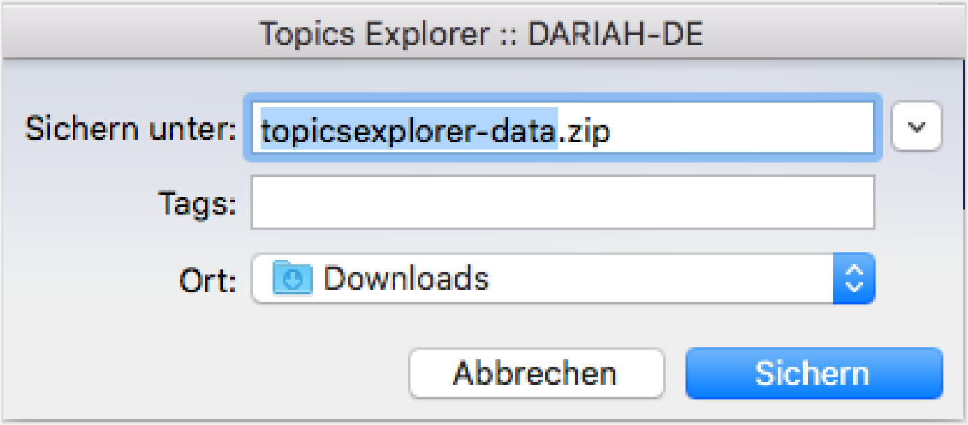 DARIAH Topics Explorer Export Data
